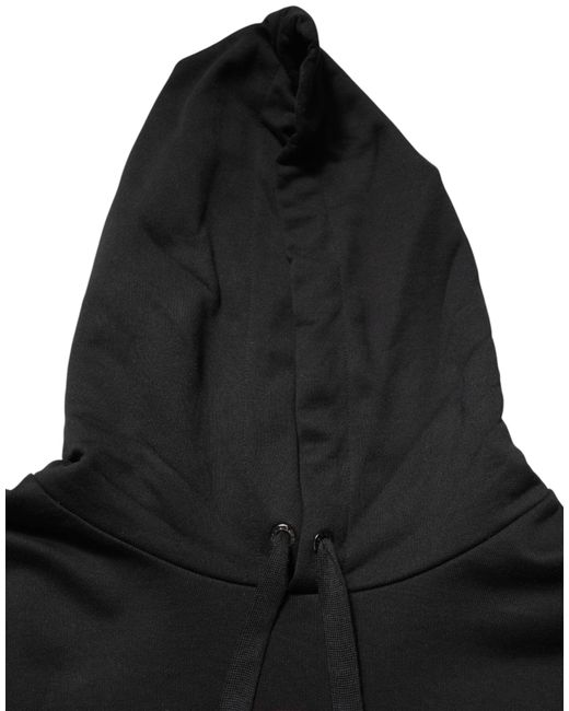 Dolce & Gabbana Black Printed Hooded Men Sweatshirt Sweater for men