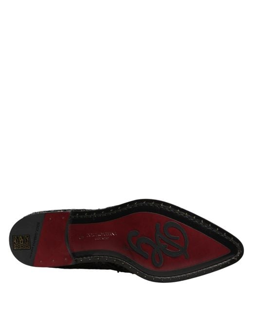 Dolce & Gabbana Black Sequin Embellished Men Derby Dress Shoes for men