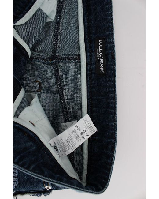 Dolce & Gabbana Blue Stretch Patchwork Jeans Shorts