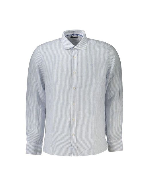 North Sails Blue Azzurro Linen Mens Shirt for men