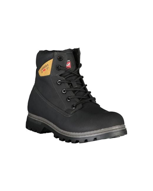 Carrera Black Sleek Lace-Up Boots With Contrast Details for men