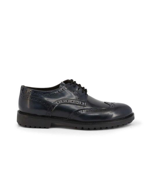 DUCA DI MORRONE Blue Men Abrasivato Leather Lace Up Shoes for men