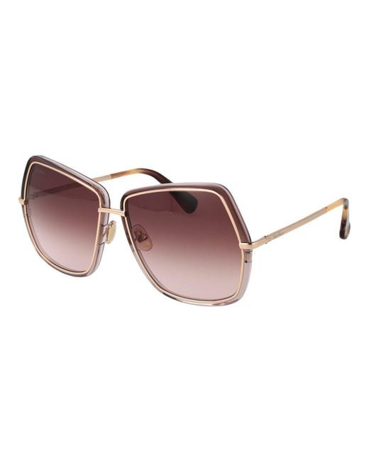 Max Mara Brown Gold Metal Sunglasses for men