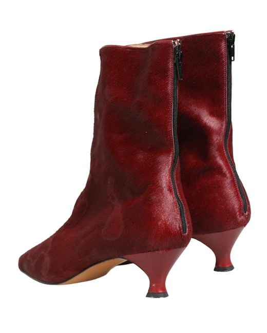 Dolce & Gabbana Red Burgundy Mid Calf Boots Shoes