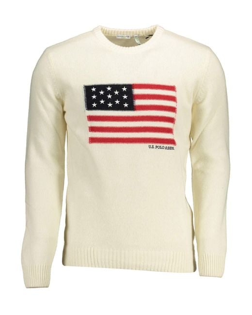 U.S. POLO ASSN. White Wool Sweater for men