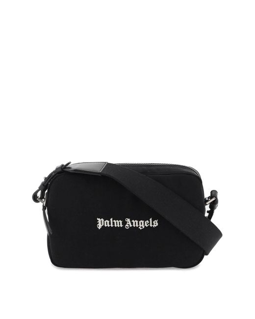 Palm Angels Black Embroidered Logo Camera Bag With for men