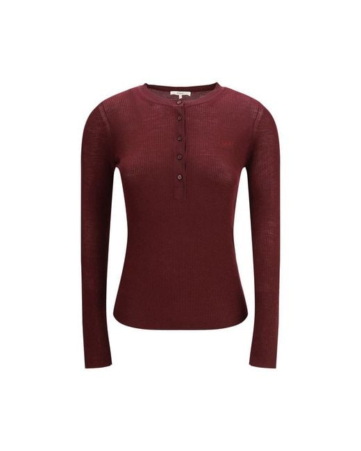 Chloé Women's Red Bordeaux Wool Long Sleeve T