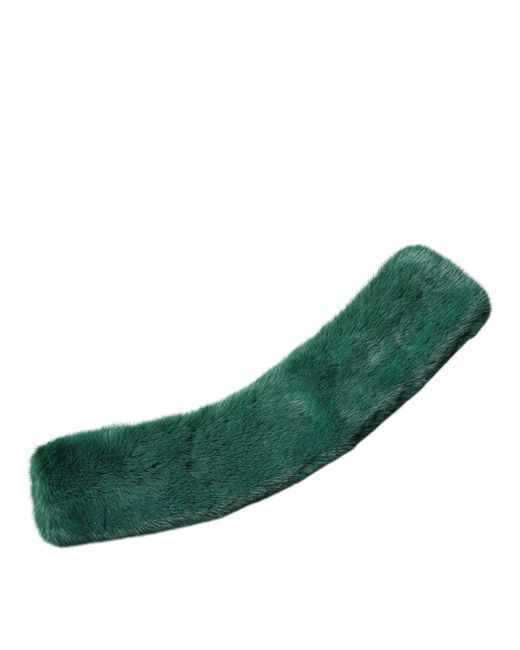 Dolce & Gabbana Green Mink Fur Collar Neck Wrap Scarf