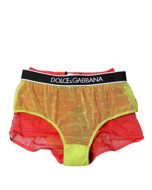 Dolce & Gabbana Red Tulle Mid Waist Panty Underwear