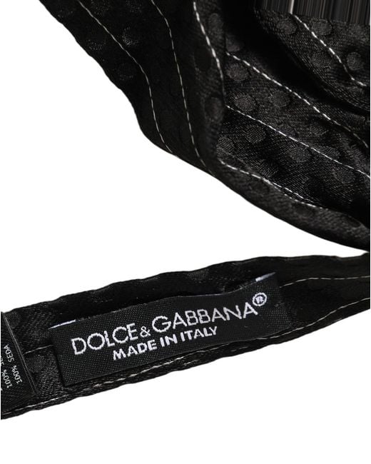 Dolce & Gabbana Men Black Pinstripe Silk Adjustable Neck Papillon Bow Tie for men