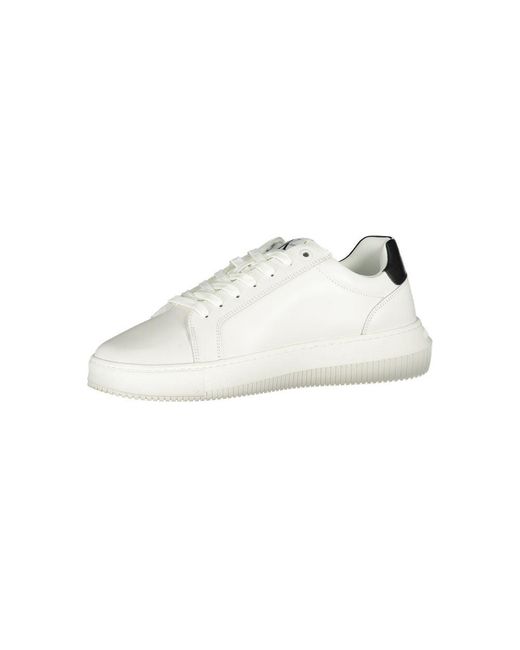 Calvin Klein White Leather Chunky Cupsole Trainers for men