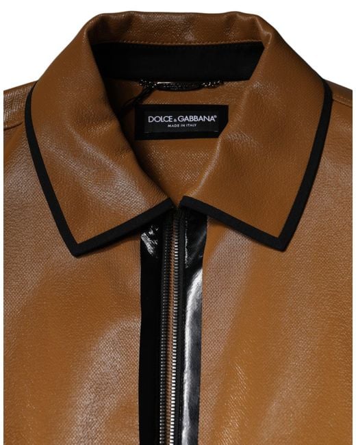 Dolce & Gabbana Brown Leather Jackets for men