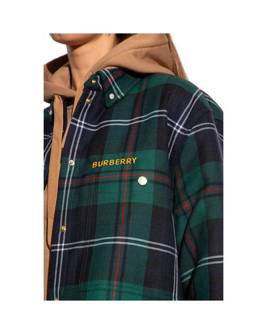 Burberry Green Bicolor Wool Biker Jacket