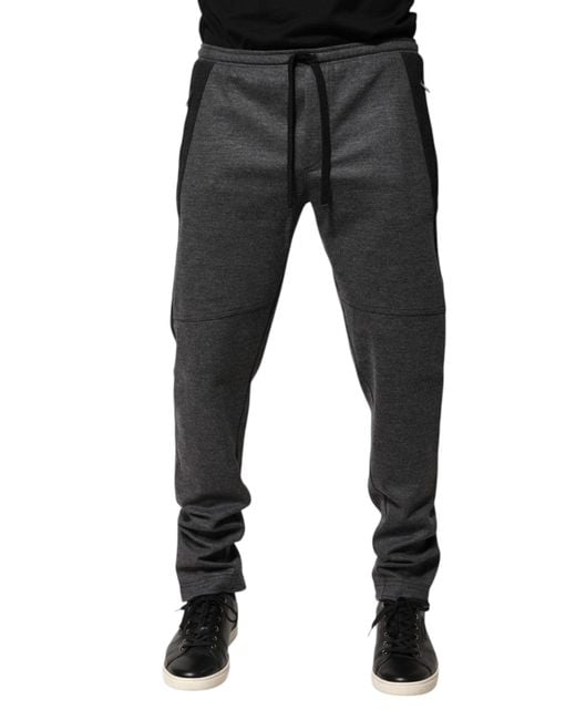 Dolce & Gabbana Gray Black Wool Blend Jogger Sweatpants Pants for men