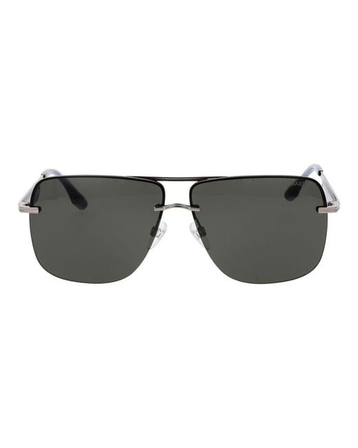 Trussardi Black Silver Metal Sunglasses for men