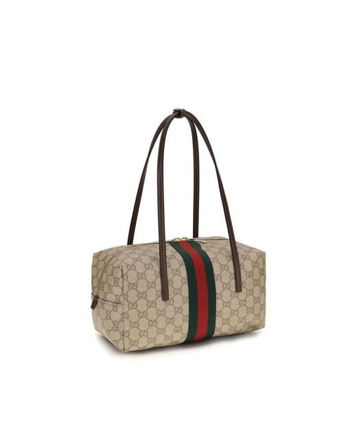 Gucci Gray Beige Cotton Handbag