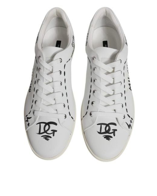 Dolce & Gabbana White Leather Milano Low Top Sneakers Shoes for men