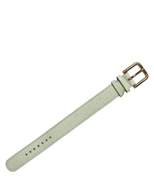 Dolce & Gabbana Green Embossed Leather Gold Buckle Belt Strap Bracelet