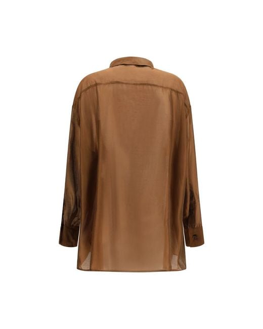 THE LATEST Brown Lycra Dress Shirt