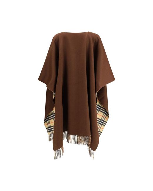 Burberry Brown Reversible Check Wool Cashmere Cape for men