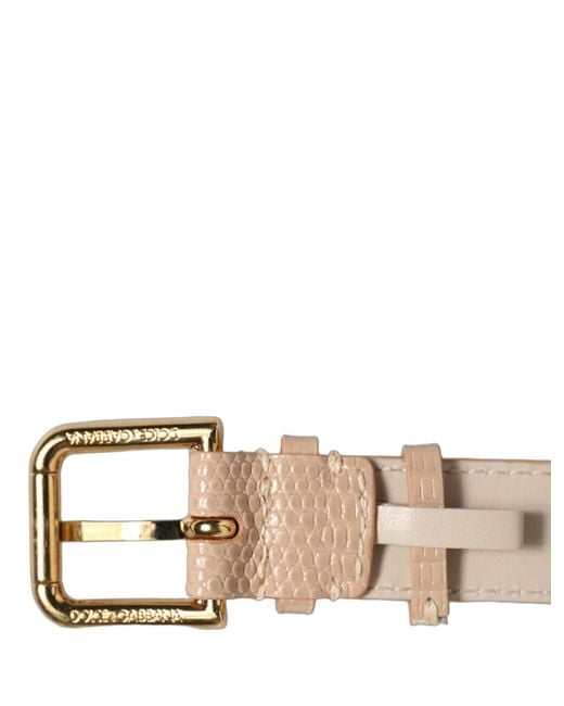 Dolce & Gabbana Natural Beige Textured Leather Gold Buckle Belt Strap Bracelet