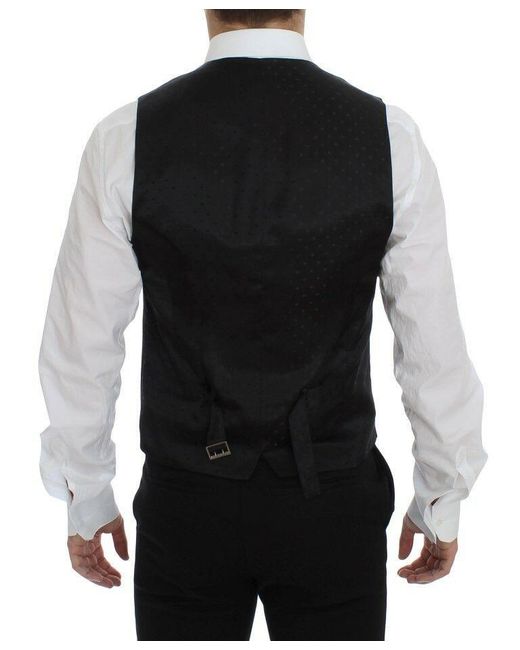 Dolce & Gabbana Black Dolce Gabbana Wool Logo Dress Gilet Vest for men