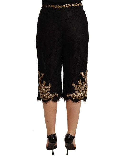 Dolce & Gabbana Black Lace Gold Baroque Special Piece Shorts