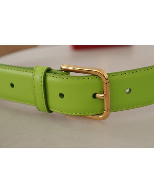 Dolce & Gabbana Green Elegant Leather Belt With Mini Bag Accessory