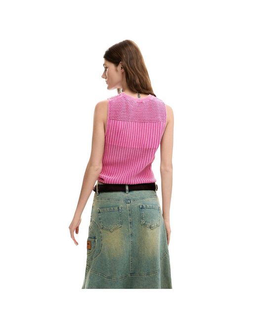 Desigual Red Cotton Tank Tops
