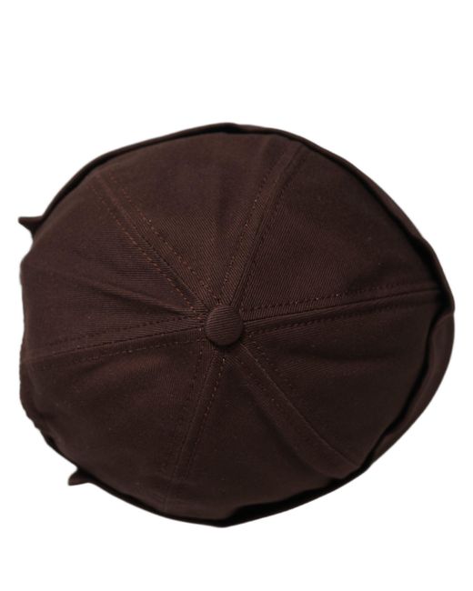 Dolce & Gabbana Black Men Brown Cotton Docker Capello Brimless Hat for men