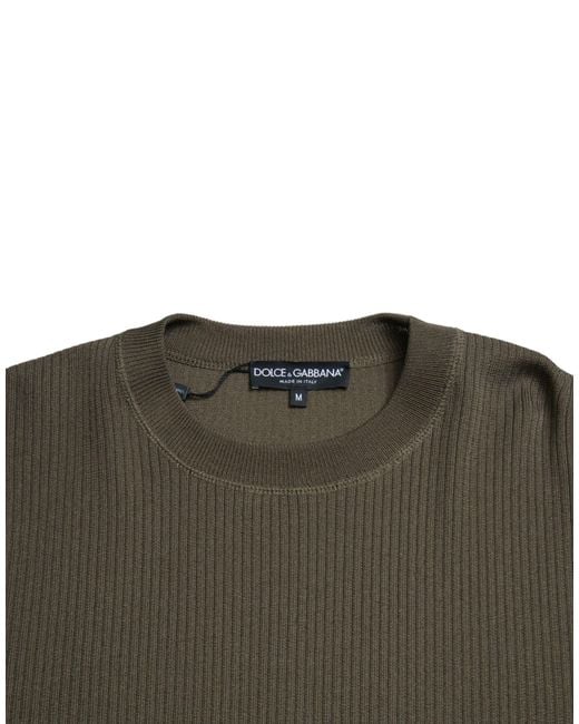 Dolce & Gabbana Gray Viscose Crew Neck Pullover Sweater for men