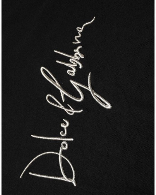Dolce & Gabbana Black Embroidered Logo Crew Neck Pullover Sweater Virgin Wool Clothing for men