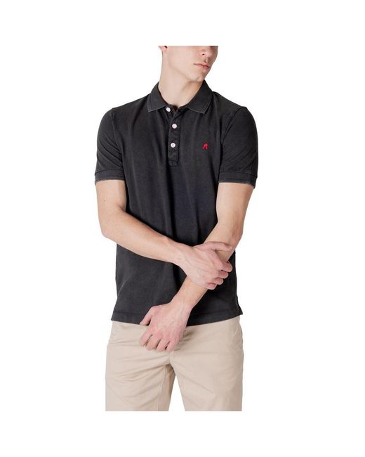 Replay Black Cotton Polo Shirt for men
