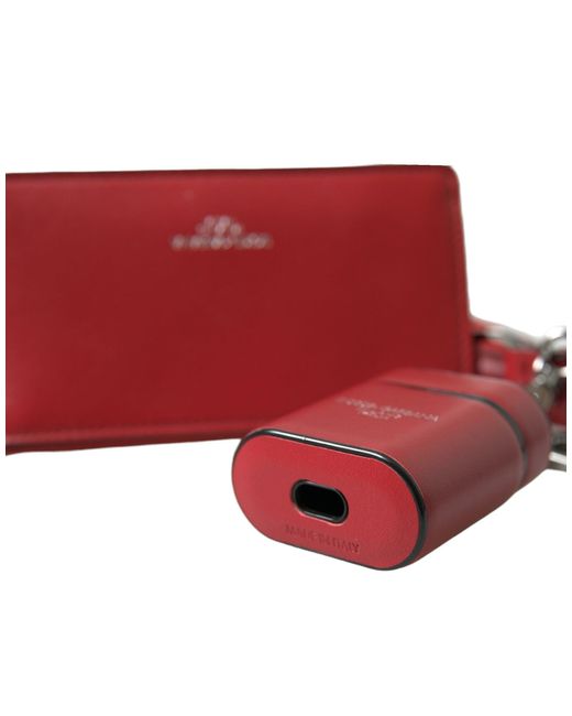 Dolce & Gabbana Red Elegant Leather Airpods Case