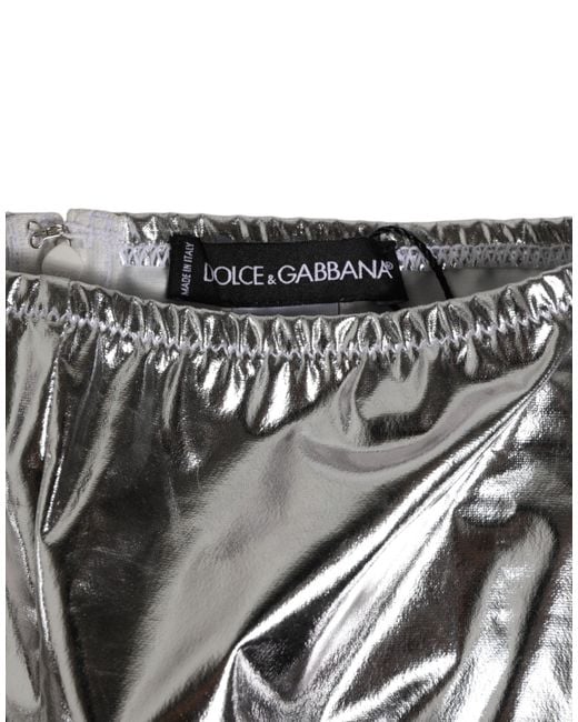 Dolce & Gabbana Gray Metallic High Waist Bikini Bottom Underwear Polyester Clothing