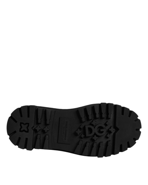 Dolce & Gabbana Black Red Leather Lace Up Trekking Dress Shoes for men