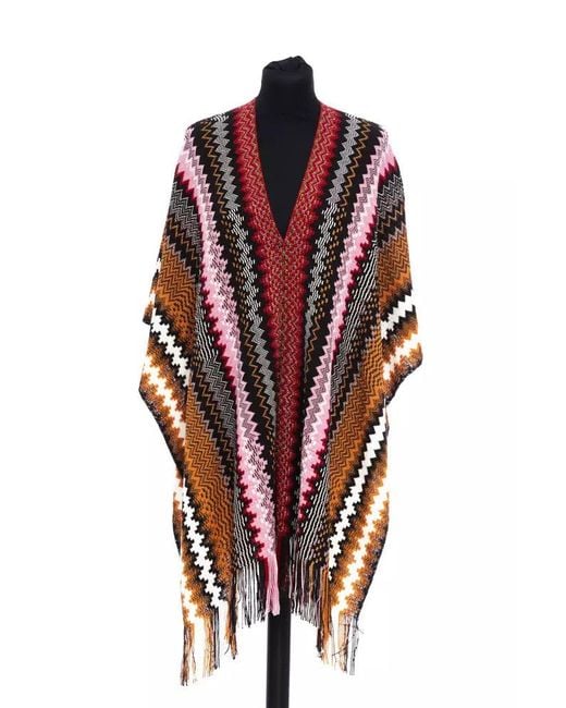 Missoni Red Wool Poncho
