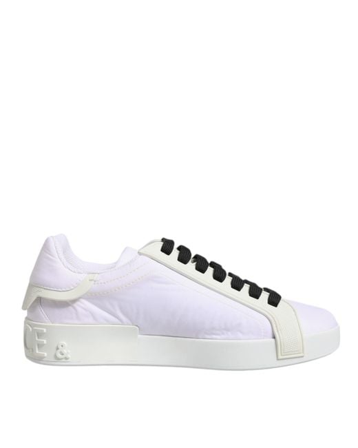 Dolce & Gabbana Multicolor White Nylon Leather Low Top Sneakers Shoes for men