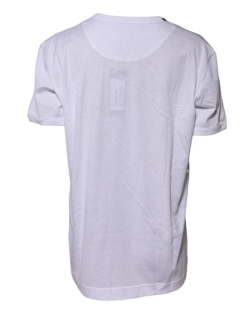 Dolce & Gabbana Purple White Cotton Goodluck 2022 Crew Neck T