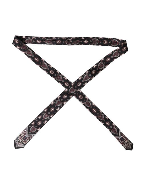 Dolce & Gabbana Black Printed 100% Silk Adjustable Tie for men