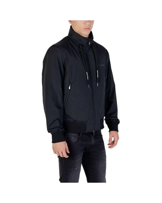 ARMANI EXCHANGE Blue Black Polyamide Bomber for men
