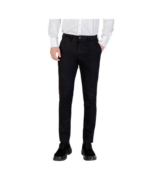 Borghese Black Cotton Skinny Pants for men