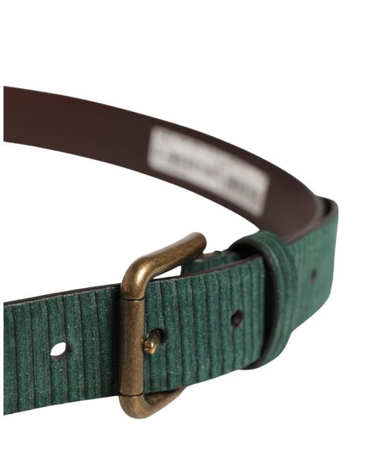 Dolce & Gabbana Green Velvet Leather Metal Buckle Belt Calf for men