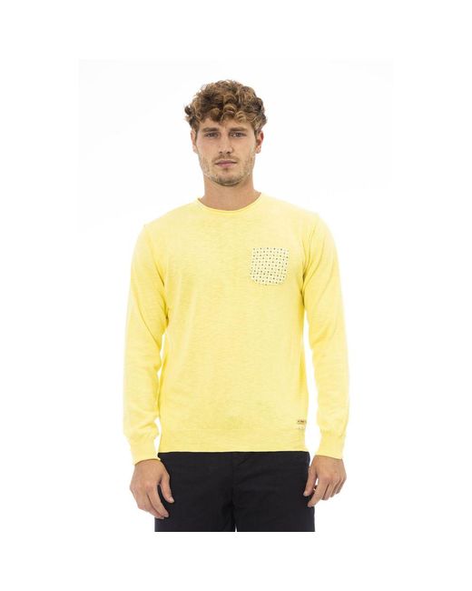 Baldinini Yellow Cotton Sweater for men