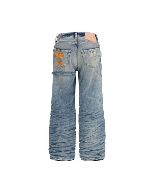 PDF CHANNEL Blue Viscose Relaxed Fit Jeans for men