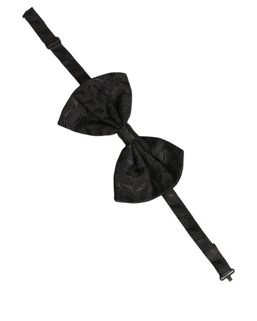 Dolce & Gabbana Men Black Patterned Adjustable Neck Papillon Bow Tie for men