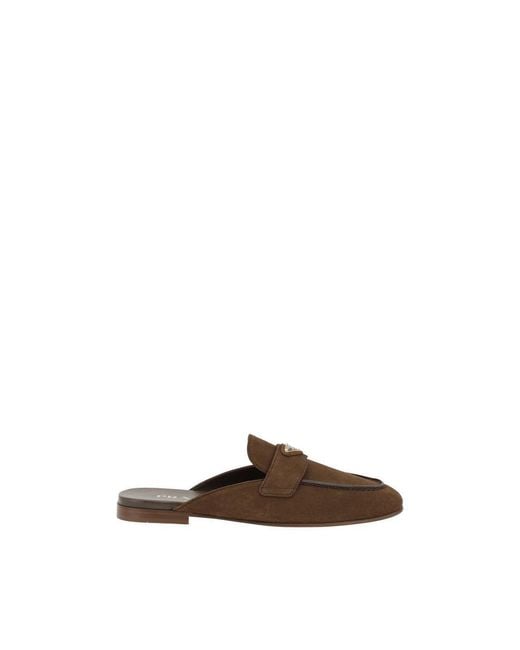 Prada Brown Calf Leather Bos Taurus Mules