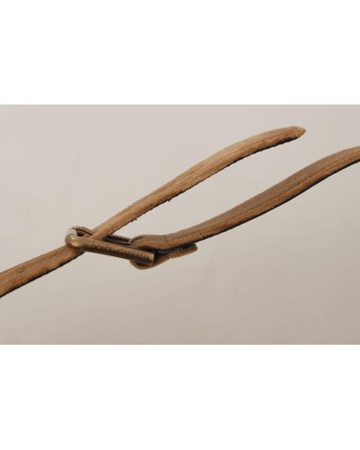 Dolce & Gabbana Brown Elegant Engraved Buckle Leather Belt