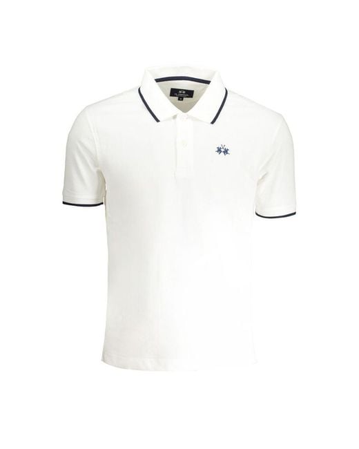 La Martina White Cotton Polo Shirt for men