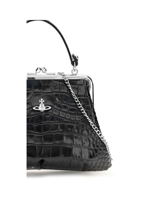 Vivienne Westwood Black Calf Leather Bos Taurus Shoulder Bag